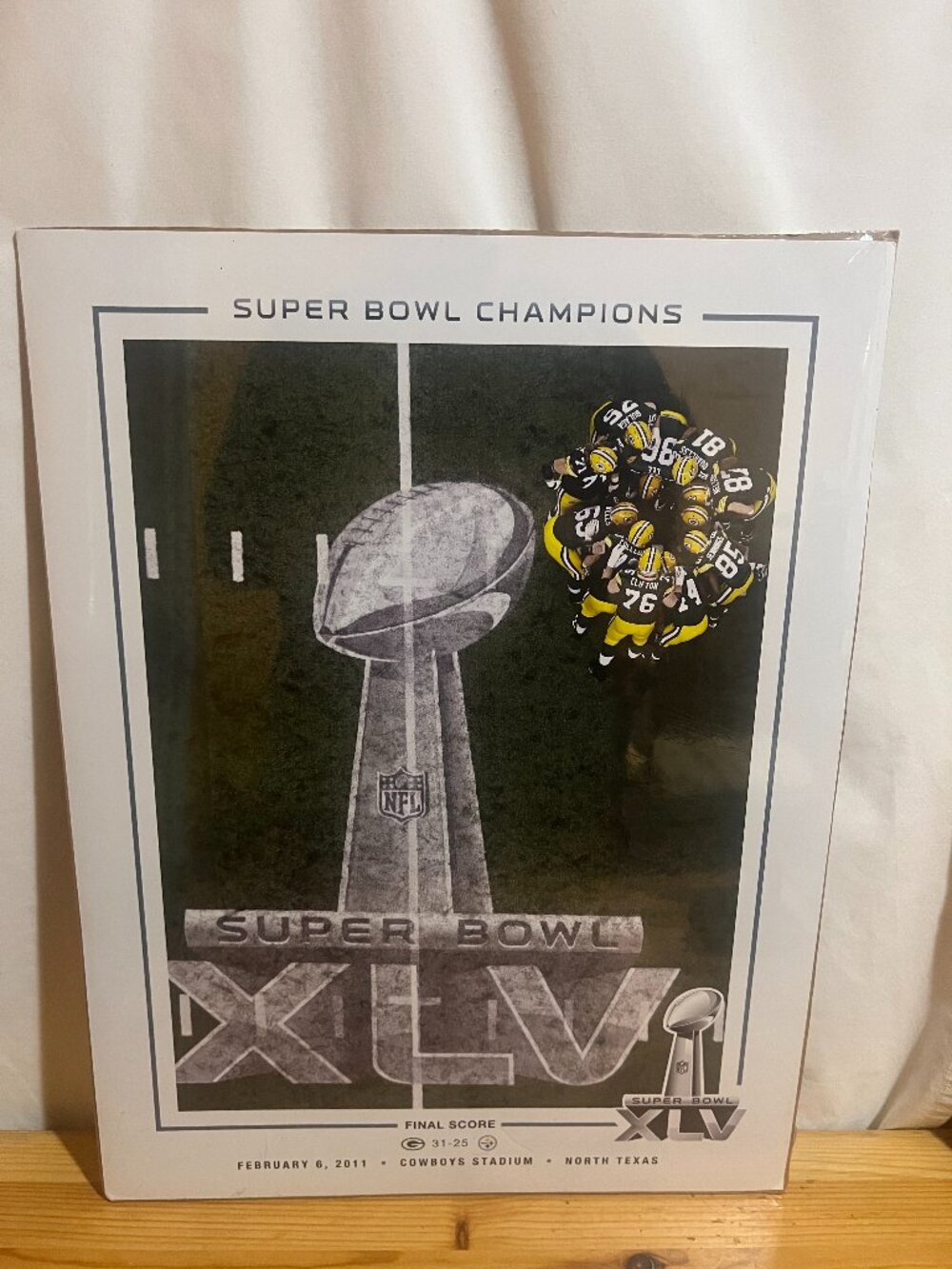 2/6/11 SUPER BOWL XLV POSTER PITTSBURGH STEELERS VS GREEN BAY PACKERS Used Good